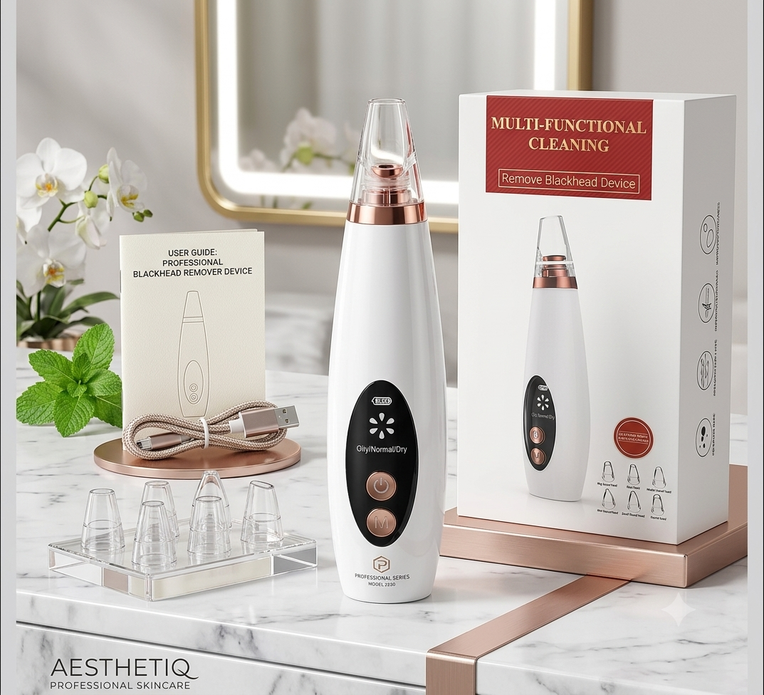 KD 6 in 1 Multi-function Blackhead Remover Tools | Electric Derma suction Machine | USB Rechargeable Acne Pimple Pore Cleaner Vacuum tool - Facial Cleanser Device for Nose & Skin Care (White)